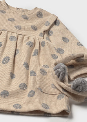 Oat Gray Dot Dress w/Headband - Select Size