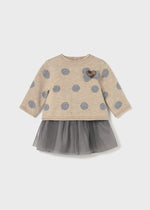 Oat Tulle Dot Dress - Select Size