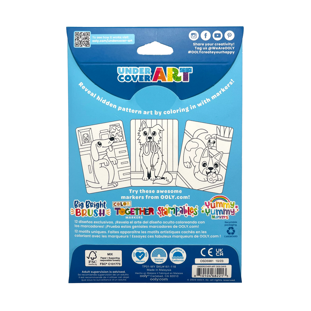 Undercover Art Hidden Pattern Coloring Activity Art Cards - Dog Days