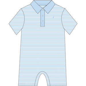 Banks Polo Lt. Blue Striped Romper - Select Size