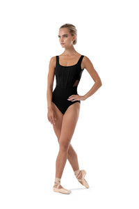 L4105B - Ladies Square Neck Tank Leotard in Black - Select Size