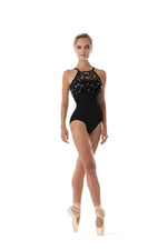 L4167 - Ladies High Neck Halter Leotard in Black - Select Size