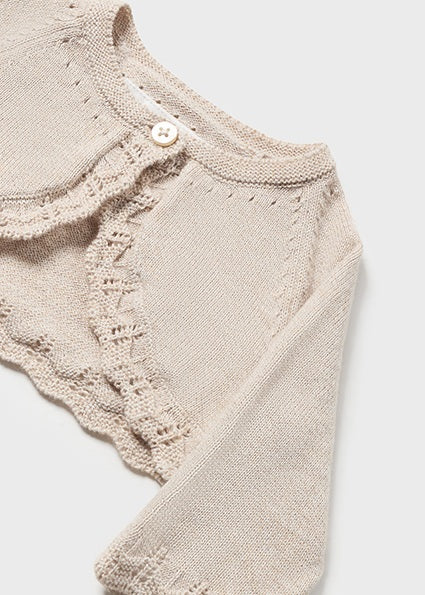 Linen Mix Newborn Knit Girl's Cardigan - Select Size