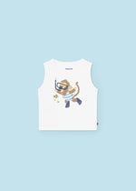 White Interactive Monkey Sleeveless Shirt - Select Size
