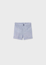 Navy Mix Boys Striped Linen Shorts - Select Size
