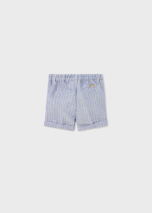 Navy Mix Boys Striped Linen Shorts - Select Size