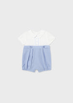 Niagara Blue  Linen Baby Romper Boys - Select Size