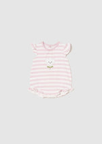 Baby Rose Striped Girl's Short Onesie - Select Size