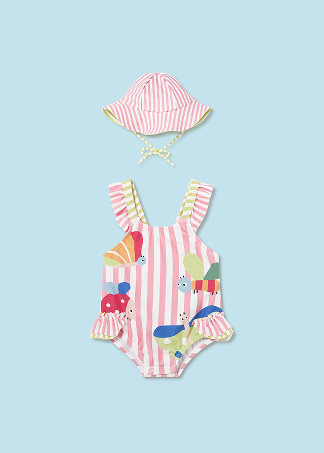 Nectar Striped 2-Piece Swimsuit and Hat Set - Select Size
