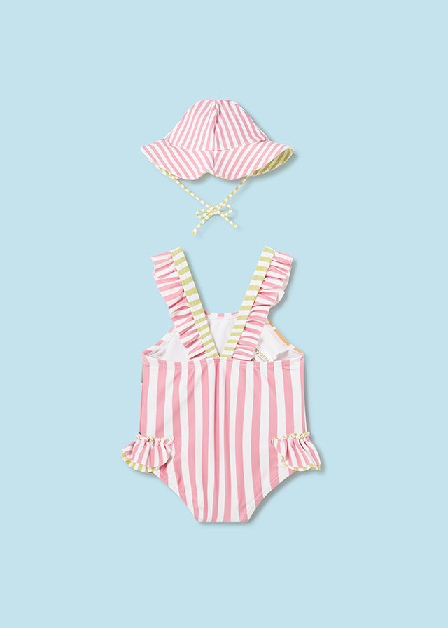 Nectar Striped 2-Piece Swimsuit and Hat Set - Select Size