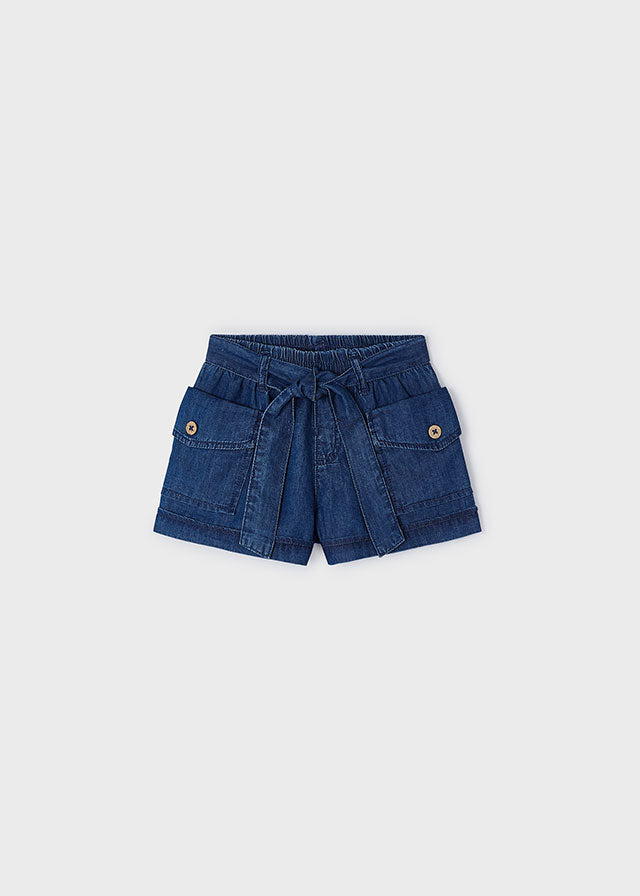 Dark Blue Girls Paperbag Shorts - Select Size