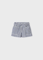 Blue Stripe Girls Paperbag Shorts - Select Size