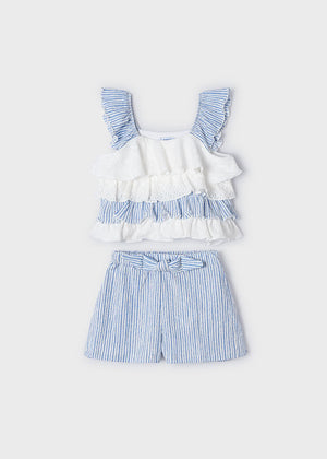 Indigo Stripe Top & Short Set - Select Size