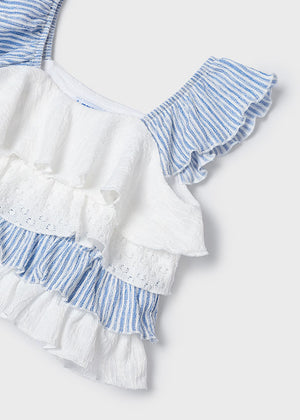 Indigo Stripe Top & Short Set - Select Size