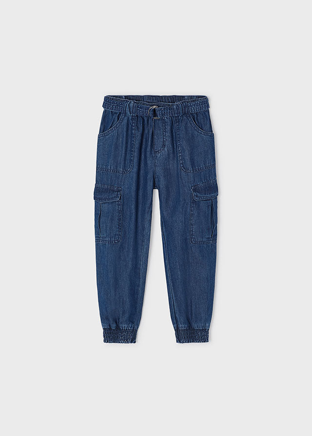 Dark Blue Tencel Girls Pants - Select Size