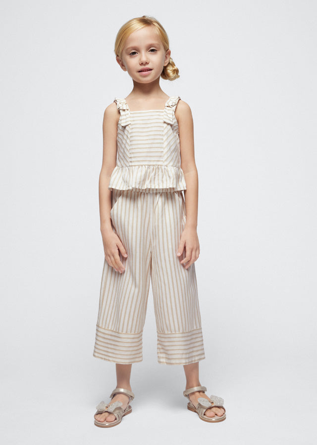 Beige Stripe Girls Top & Pants - Select Size