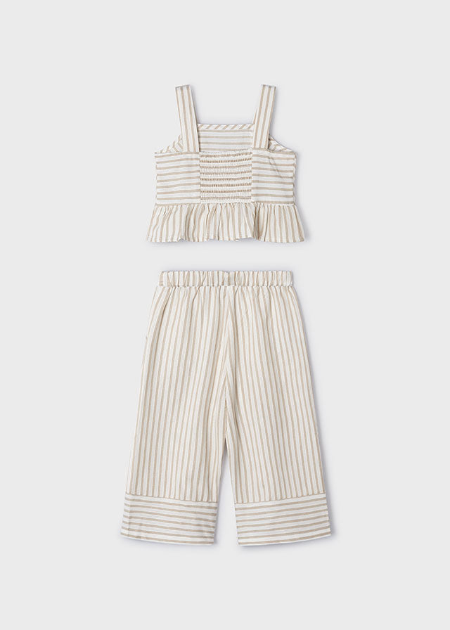 Beige Stripe Girls Top & Pants - Select Size