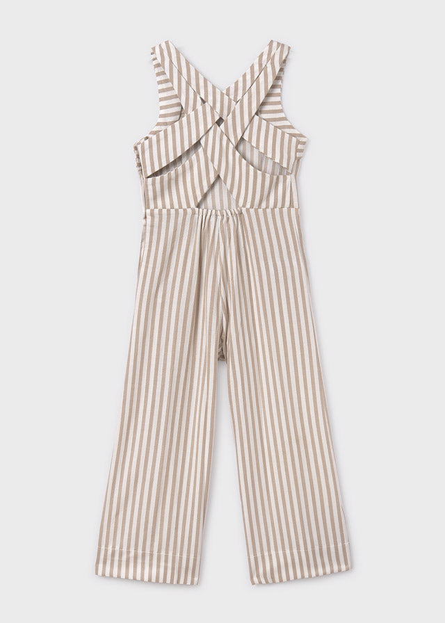 Beige Striped Girls Jumpsuit - Select Size