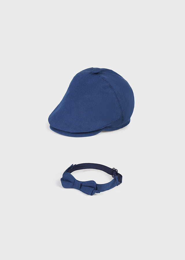 Navy Flat Cap w/Bow Tie - Select Size