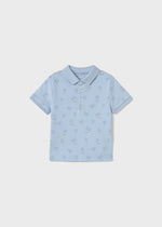 Sky Blue Printed Polo Shirt - Select Size