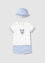 Sky Blue Short, White Shirt, & Hat Set - Select Size