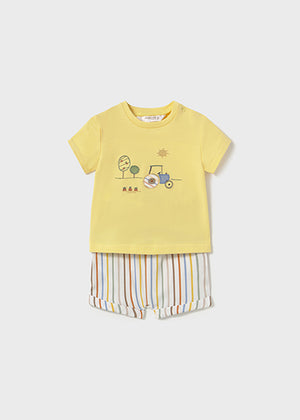 Lemon Farm Shirt w/Multi Stripe Short Set - Select Size