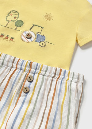 Lemon Farm Shirt w/Multi Stripe Short Set - Select Size