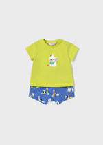 Neon Yellow Puppy Shirt w/Blue Short Set - Select Size