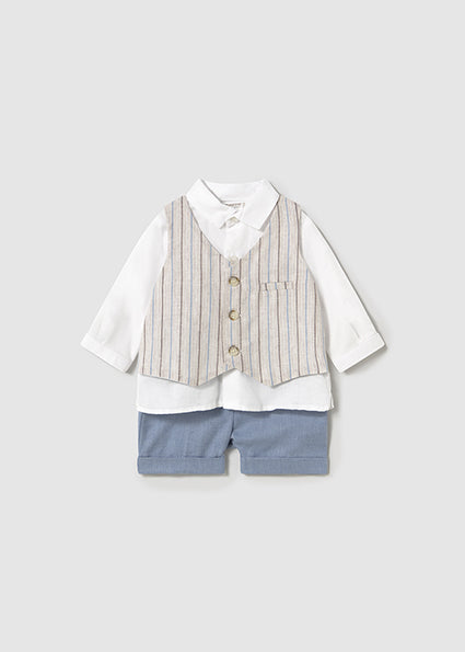 Blue Shorts w/Multi Stripe Vest Set - Select Size