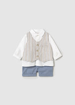 Blue Shorts w/Multi Stripe Vest Set - Select Size