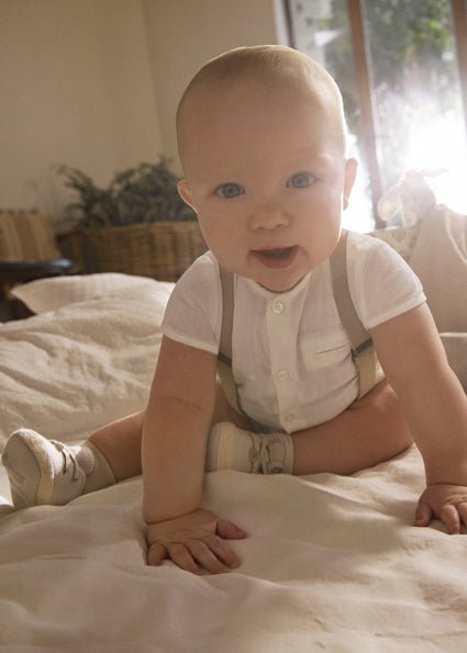 Light Tan Shorts w/Suspenders & Shirt Set - Select Size