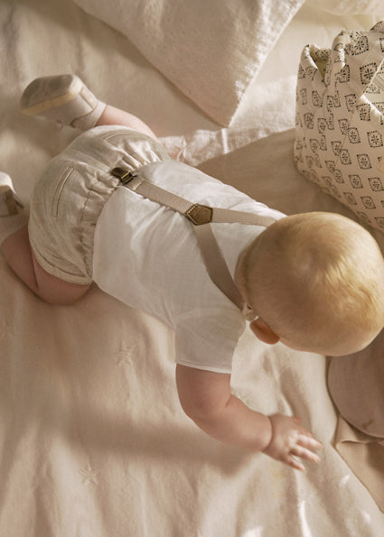 Light Tan Shorts w/Suspenders & Shirt Set - Select Size