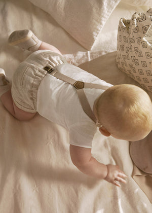 Light Tan Shorts w/Suspenders & Shirt Set - Select Size