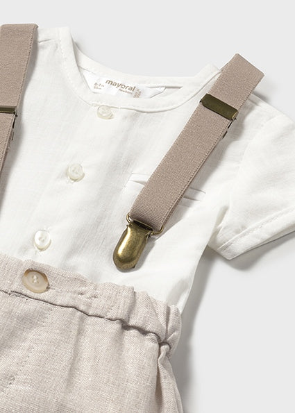 Light Tan Shorts w/Suspenders & Shirt Set - Select Size