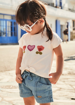 Light Denim Girls Shorts w/Bow - Select Size