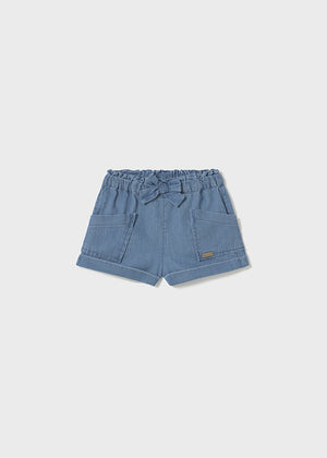 Light Denim Girls Shorts w/Bow - Select Size