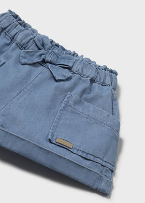 Light Denim Girls Shorts w/Bow - Select Size