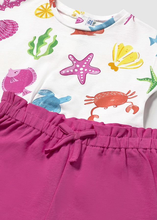 Fuchsia Sea Life Short & 2-Shirt Set - Select Size
