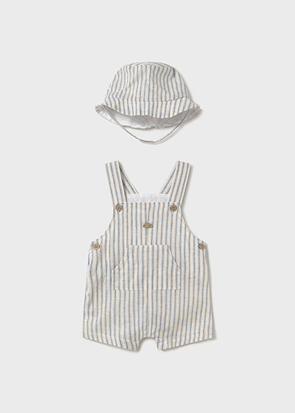 Natural Stripe Overalls w/Hat Set - Select Size