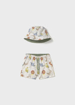Beige Swim Shorts and Bucket Hat - Select Size