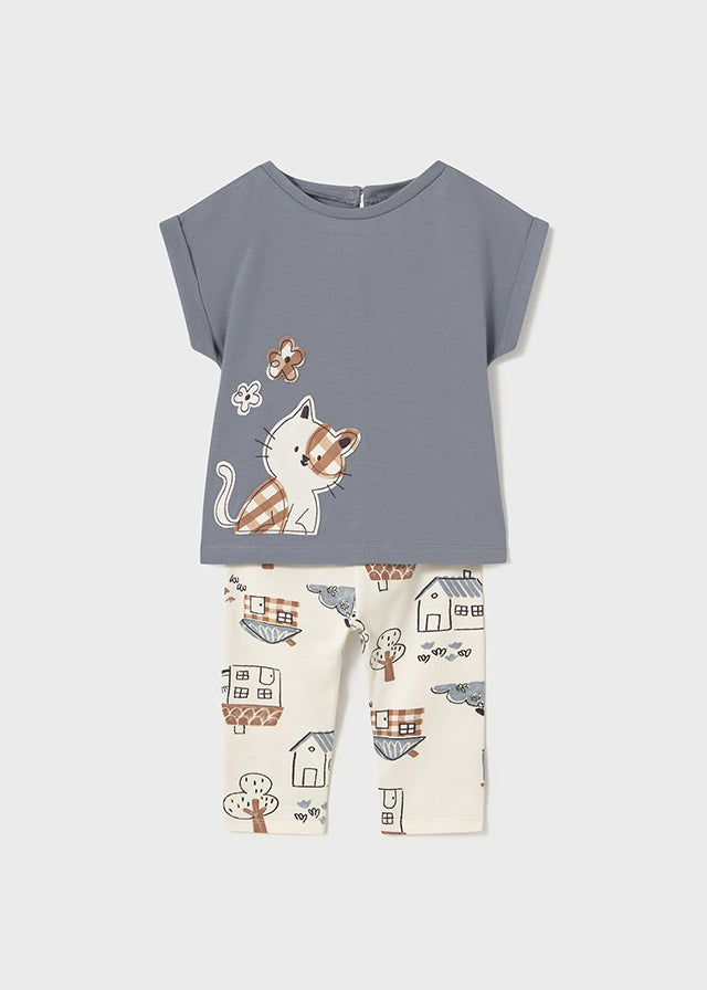 Charcoal Cat Shirt & Leggings Set - Select Size