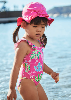 Fuchsia Sea Life Girls Swimsuit - Select Size