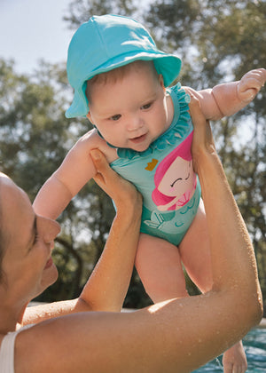 Mermaid Bathing Suit w/Hat- Select Size