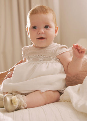 Tan & White Dress w/Bloomers - Select Size