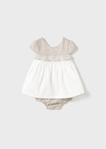 Tan & White Dress w/Bloomers - Select Size