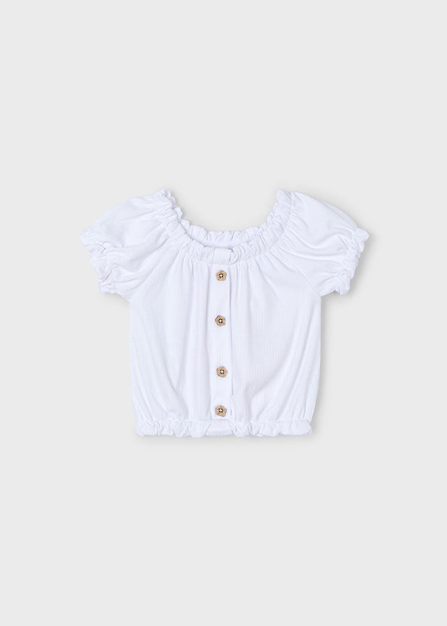 White Ribbed Shirt - Select Size