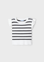 Black & White Striped Ribbed Knit Top - Select Size