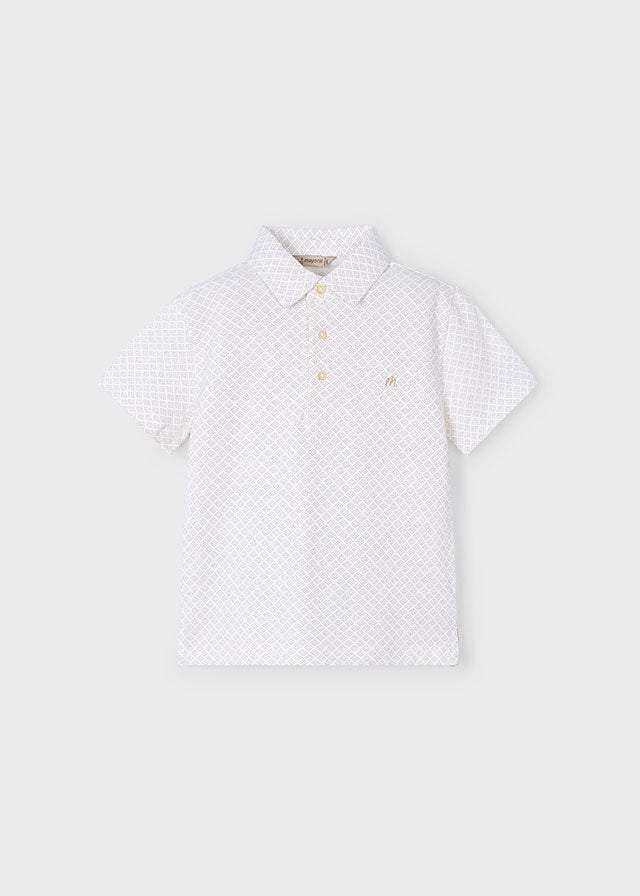 Sand Geometric Print Polo - Select Size