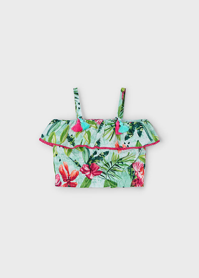 Tropical Ruffled Top - Select Size