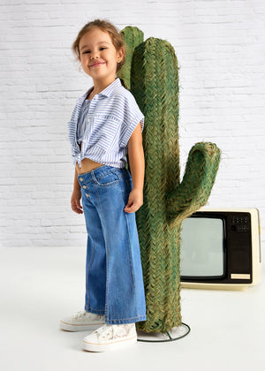 Medium Denim Girls Wide Leg Jeans - Select Size